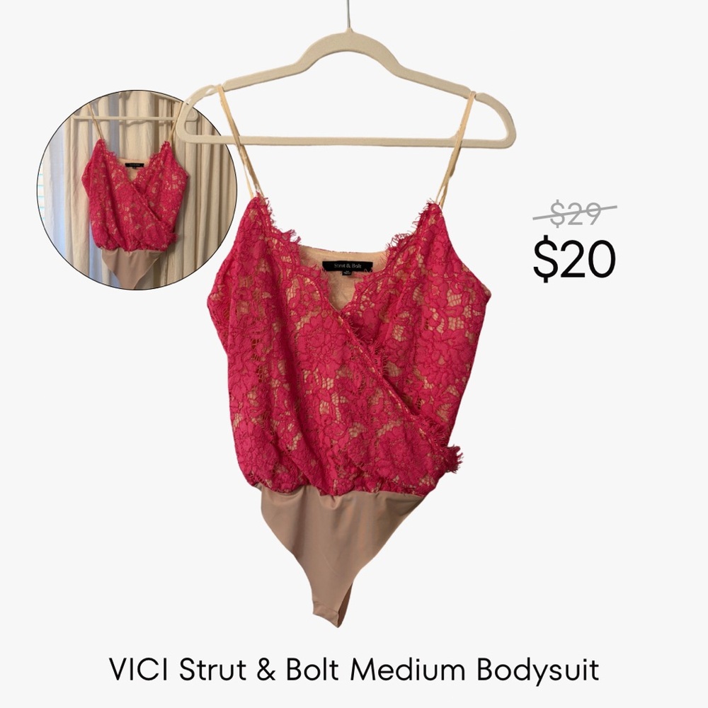 Vici Fuchsia Lace Bodysuit